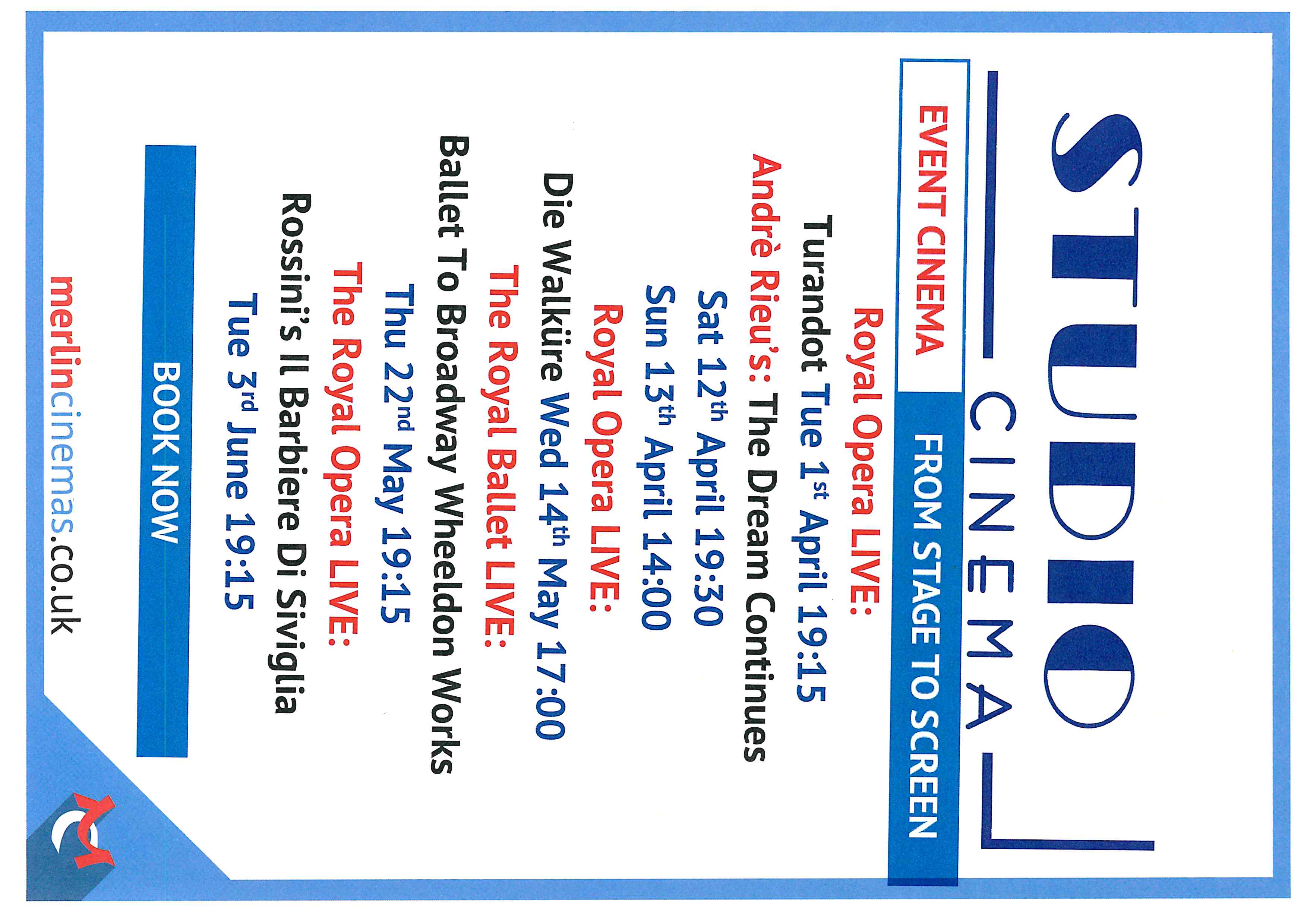 Event Cinema listings on at Studio Cinema Stage to Screen listing. Visit merlincinemas.co.uk for more info